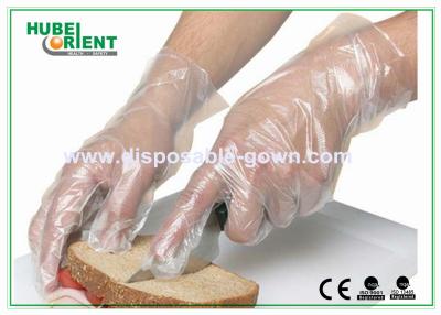 China High Density Disposable Short Clear Plastic Gloves With CE / ISO for sale