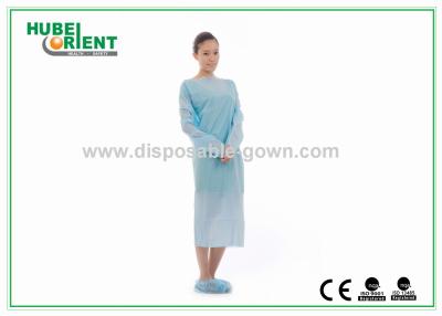 China Anti-Dust Blue Disposable use Protective Gowns with thumb cuffs/Safety Protective Clothing for sale