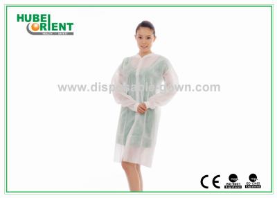 China Disposable PP/Non-Woven/SMS/tyvek lab coat With Snaps For Hospital Nursing for sale