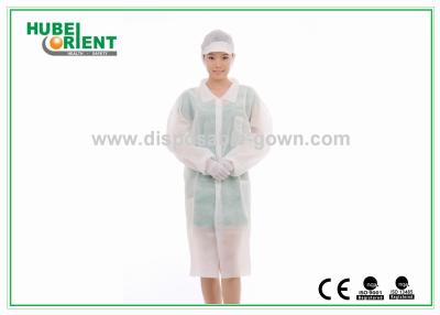 China Soft Fluid Resistant Disposable Use Protective Lab Coat With Zip for factory/laboratory/food industry for sale