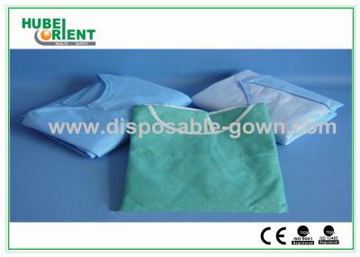 China Light Blue Breathable Disposable Use Protctive Isolation Gowns With Knitted Wrist for sale