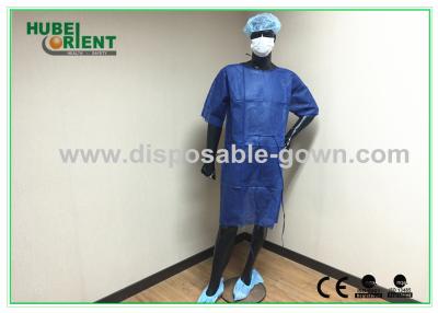 China PP SMS Material Surgical Gown With Ultrasonic Heat Seal White / Blue Color without sleeves for sale