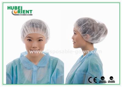 China 12gsm Disposable Nonwoven Bouffant Cap 21 Inch in White Red for sale