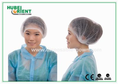 China Single Use Nonwoven Mob Cap 21” 10gsm Double Elastic White Blue Green for sale