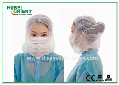 China Tampão principal descartável da capa não tecida com máscara protetora 3ply para a sala de limpeza e a indústria alimentar à venda
