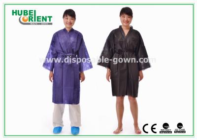 China Disposable Spa Robes Nonwoven Material Made PP Kimono , Black / Purple for sale