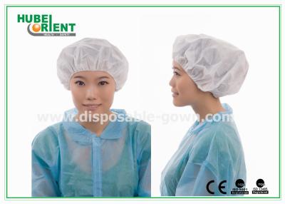 China Soft PP Non Woven disposable bouffant caps , White bouffant hair nets for sale