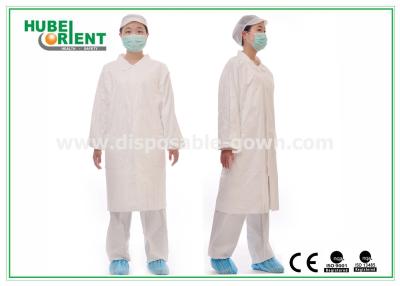 China Tyvek Disposable White Lab Coats/Medical Protective Clothing with Korean Collar And snaps for sale