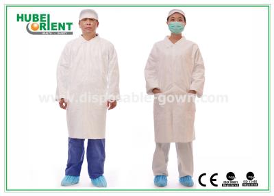 China Tyvek Disposable Lab Coats With Korean Collar And Zip for sale