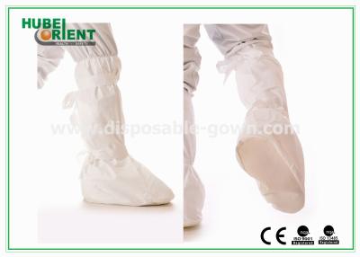 China Nonskid Microporous Disposable Shoe Covers Booties / White Disposable Foot Gloves for sale