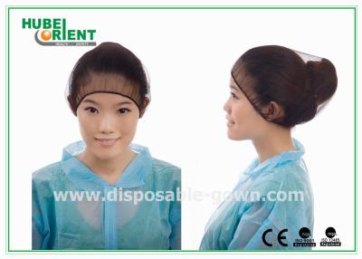 China Black Round Nylon Disposable Head Cap / hospital hair nets with Elastic and Snood for sale
