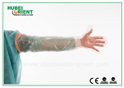 中国 多彩で長いプラスチック使い捨て可能な腕は獣医の使用のための防護手袋にスリーブを付ける 販売のため