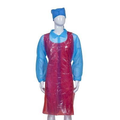 China Lint Free Disposable PE Apron No Sleeves Plastic Wearing For Kitchen Food Industry for sale
