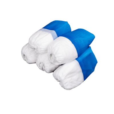 China Anti Bacterial Waterproof Blue And White Disposable Use Medical PP+CPE Shoe Cover for sale
