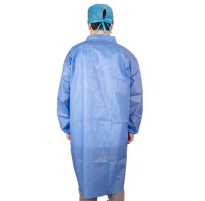China CE Certificated Disposable Anti-Bacterial Protective Medical PP/SMS Long Lab Coat for sale
