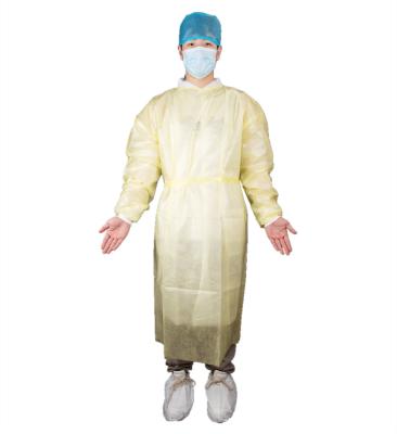 China Ultrasonic Heat Sealed Disposable Medical Use Knitted Wrist PP+PE Isolation Gown for sale