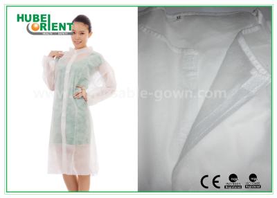 China Economical SMS/Non-Woven Disposable Lab Coats With Knitted Collar And Velcro for sale