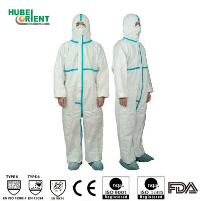 China Type4/5/6 Blue Tape Disposable Coverall Prevent Splash And Bacteria In Clean Environment for sale