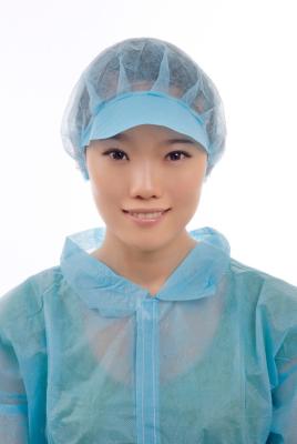 China Food Processing Nonwoven Bouffant Head Cover With Peak for sale