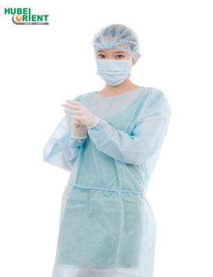 China Vestido no tejido del laboratorio del aislamiento de los guardapolvos médicos disponibles del vestido con la muñeca elástico en venta