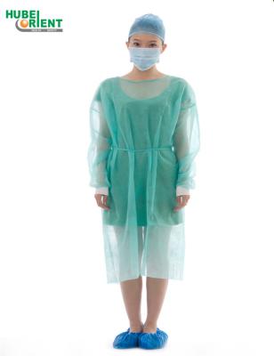 China Disposable Waterproof PP Non Woven Isolation Gown With Knitted Wrist for sale
