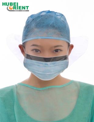 China Disposable Non Woven Medical Surgical PP 3 Ply Face Mask Earloop With Splash Visor Blue for sale