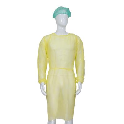 China Waterproof Dustproof Disposable Medical Use SMS/PP/PP+PE Isolation Gown With Long Sleeves for sale