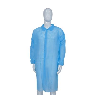 China Korean / Knitted / Shirt Collar Disposable Lab Coats With Velcros Closure for sale