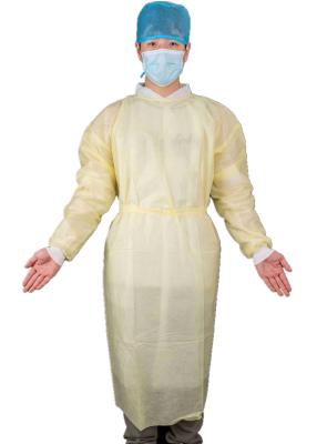 China Vestido disponible No-irritante del aislamiento de SMS del uso médico de la Flúido-resistencia Level-2 con la muñeca hecha punto en venta