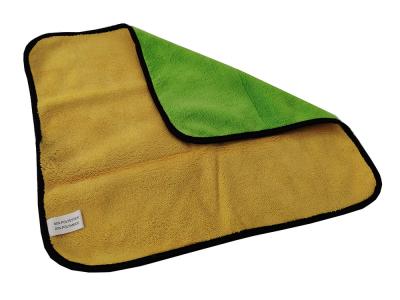 China Dual Layer Plush Microfiber Car Care Cleaning Water Absorption Car Polish Cloth for sale