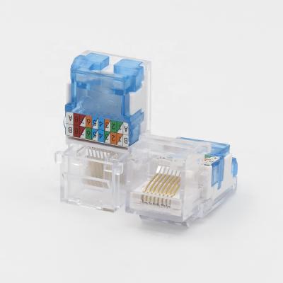 China Transparent Cat5e Keystone Coupler AMP 8p8c Punch Down Rj45 Wall Jack for sale