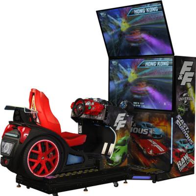 China Fast Furious Arcade Racing Game Machine 2*65 Inch UHD Screens For 1 Player Te koop