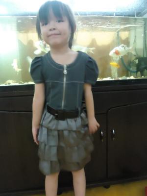 China Short Sleeve Baby / Little Girl Summer Dresses Knit Demin Top Chiffon Skirt for sale