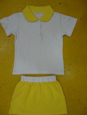 China White And Yellow Kindergarten School Uniform , Preschool School Uniforms Summer for sale