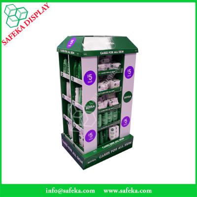 China Cardboard Display Shelf 4 Facing Stackable Display Stand Rack with pockets For NIVEA Men for sale