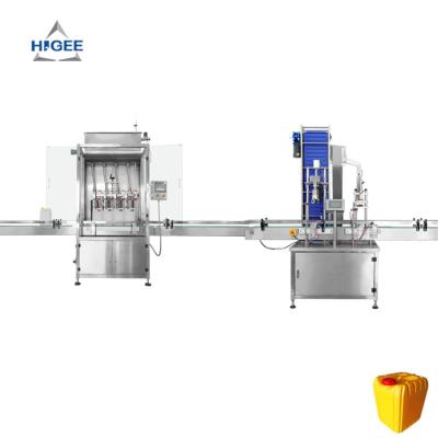 Chine HIGEE jerry peut 5 litres de remplissage de liquide chimique machine de couverture de remplissage avec machine d'étiquetage à vendre