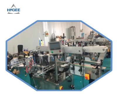 China Automatic Double Sided / Top And Bottom Labeling Machine For Round Cylinder Bottles for sale