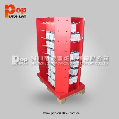 China Corrugated Supermarket Promotion Chewing Gum Pallet Display with Hook for sale