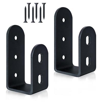 China Furniture Support 2X4 Black Rise Security Door Barricade Brackets Drop Open Bar Support U Bracket For 2 By 4 Lumber Apply To Door Brace for sale