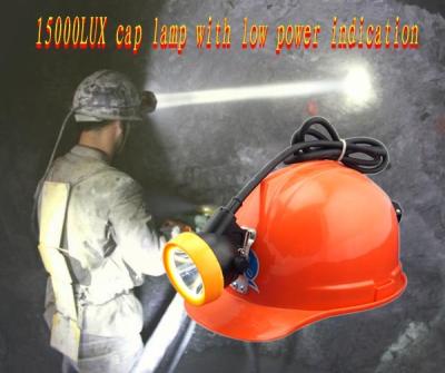 China 15000lux led corded rechargeable mining cap lamp with low power indication for sale
