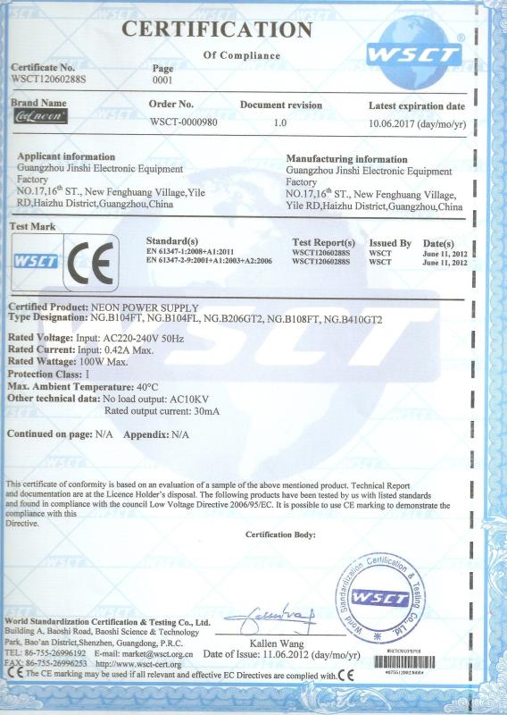 Ce Certificate for Transfromer - YHENG IPARTARTNER OPTICAL TECHNOLOGY CO.,LTD.