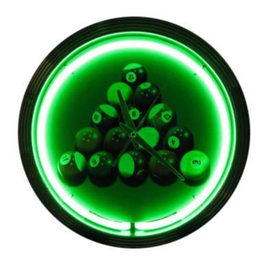 China Rohs Antique Neon Wall Clocks 130V Neon Led Clock 15 Inch Shell for sale