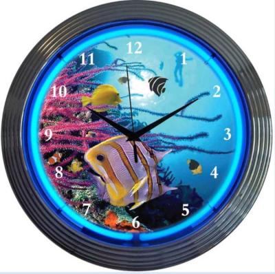 中国 130V Mancaveのネオン ライトの時計の青時計7.0キログラムのネオン管の 販売のため