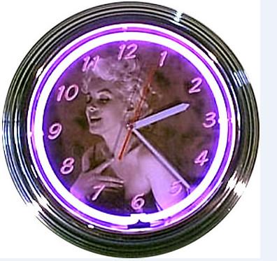 China CUL AA Battery Neon Light Clocks 240V Neon Purple Clock for sale