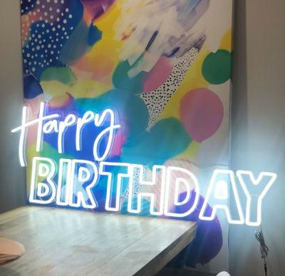 China Cardboard Happy Birthday Signs Acrylic Letters Electronic Custom Neons Sign LED Customized Night Light for sale