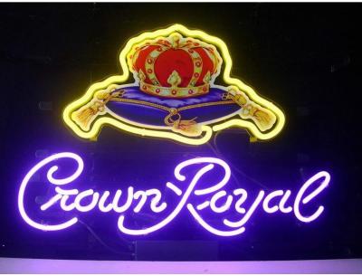 China Crown Royal Neon Light Signs Home Beer Bar Pub Recreation Room Game Lights Windows Garage Wall Sign Glass Home Party Bir for sale