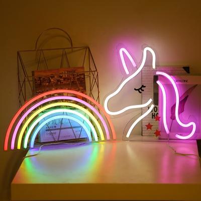 China Rainbow Lamp For Bedroom Decoration Custom Neon Flex Acrylic Led Strip Neon Rope Lighting RGB Sign for sale