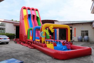 China Commerial  0.55mm PVC Inflatable Water Slide With Pool Customized for sale
