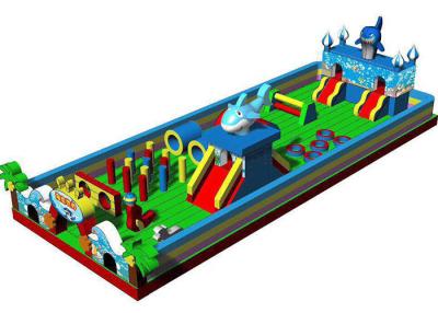 China Kids Amusement Park Fun City Inflatables Castle With Dolphin And Palm Tree for sale