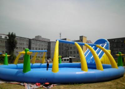 China Outdoor Adults Giant Inflatable Water Slide And Pool PVC 0.55mm With Blower for sale